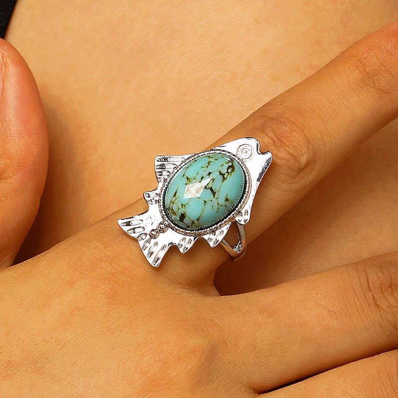 GANPUP Silberfarbener Hip-Hop Offener Verstellbarer Ring für Frauen, Modischer Neuer Fingerring, Schmuck, Paargeschenk, Party-Accessoire – Detail 4