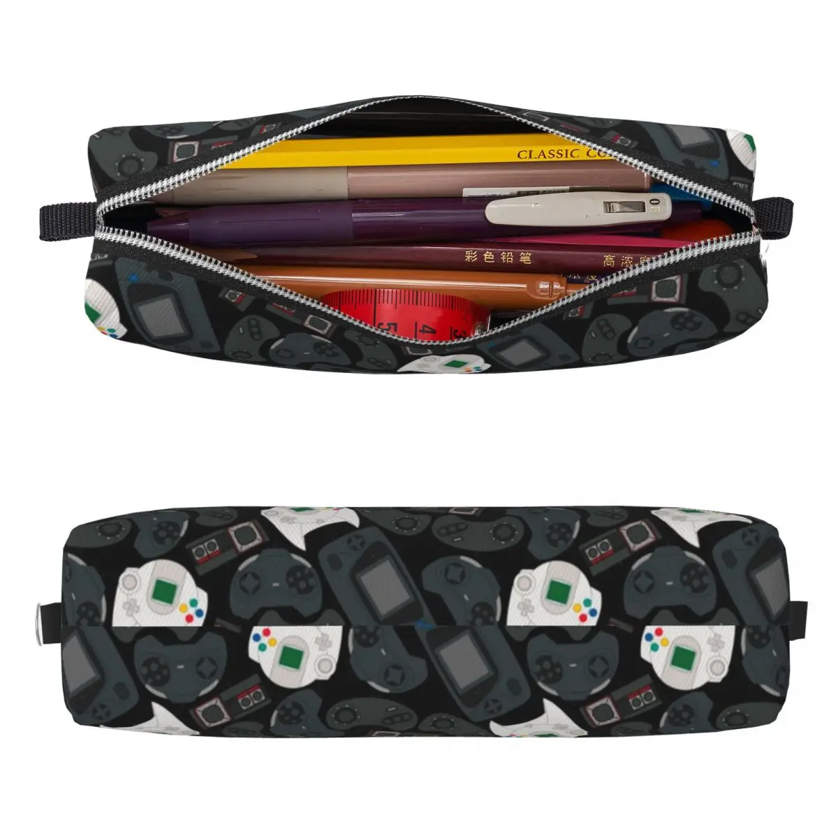 Game Controller Pattern Pencil Cases Pencil Box Pen Holder for Student Large Storage Bag Office Zipper Stationery