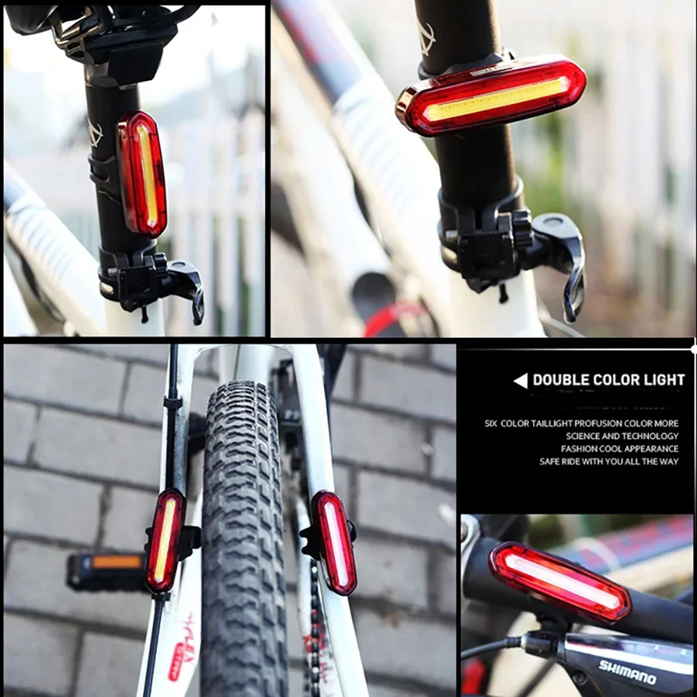 USB Rechargeable LED Cycling Bike Warning Light Mountain Bicycle Taillight MTB Red Light Bike Rear Light