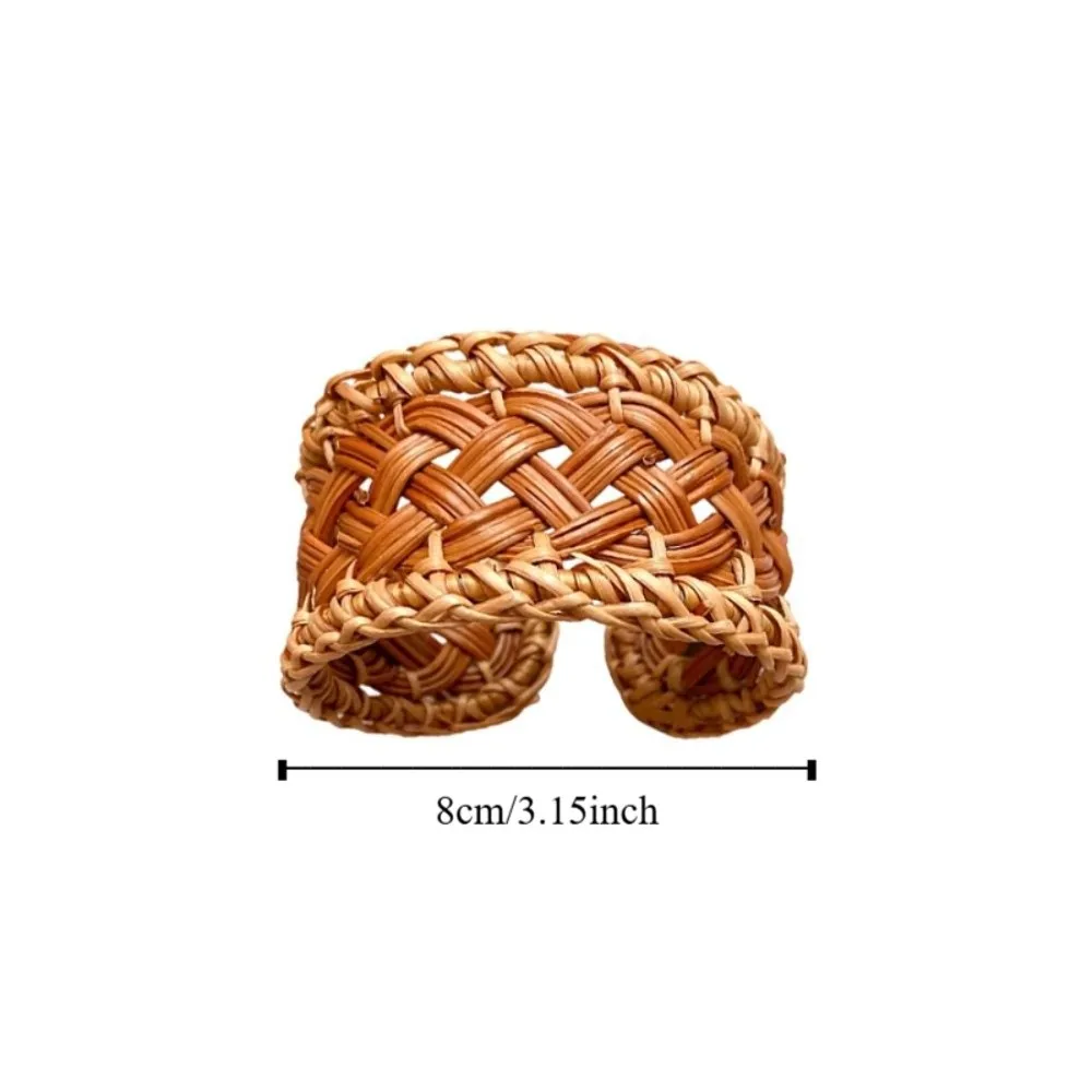 Anillo de mano, pulsera tejida de ratán, joyería de mano hecha a mano, brazalete de estilo étnico, adornos de vacaciones con forma de Nido de Pájaro