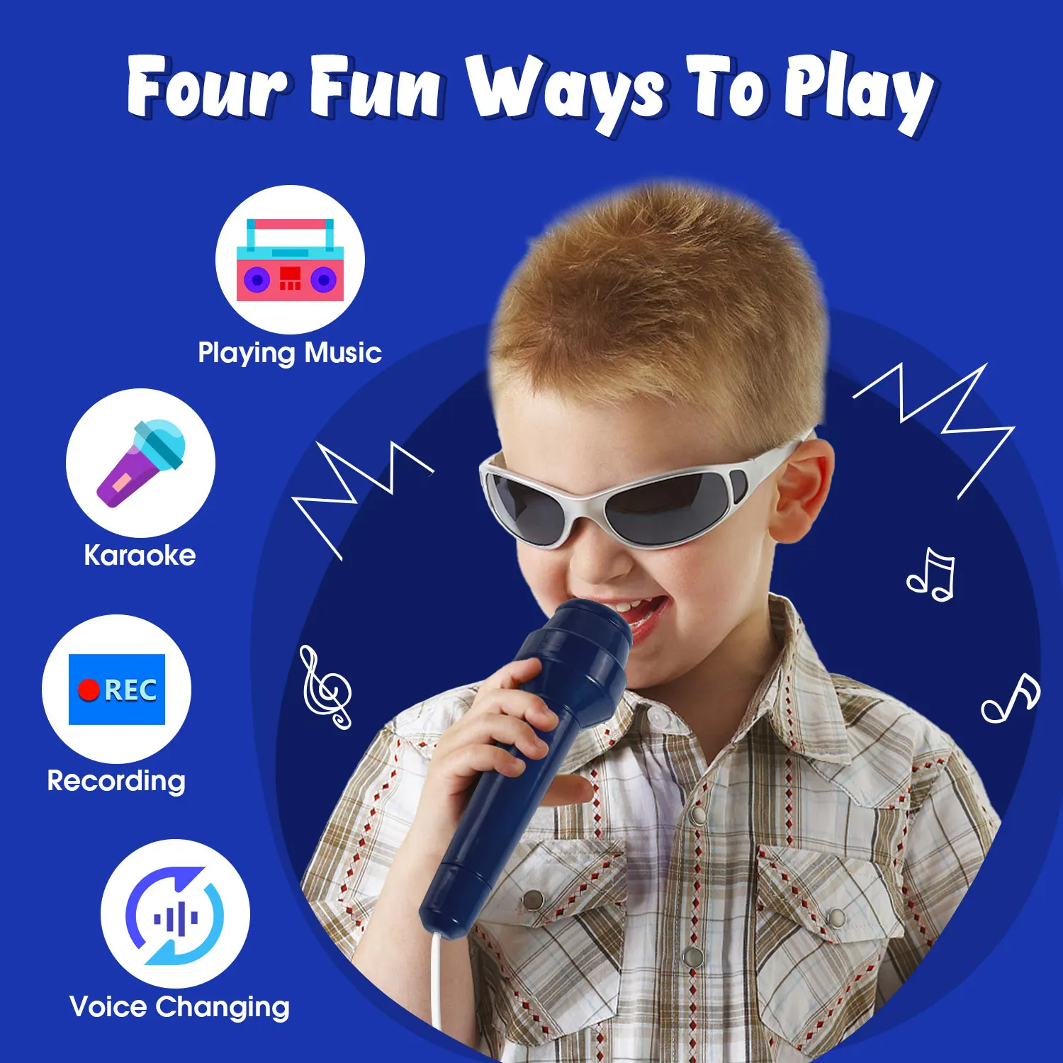 With 2PCS Microphones Kids Karaoke Music Toy Multifunctional with Light for 4-8 Years Old Boys Kids Birthday Christmas Gifts