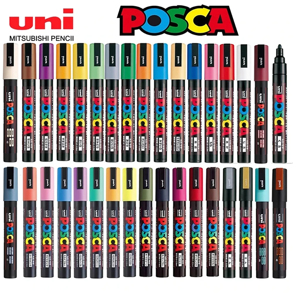 

28/31 Color Japan UNI POSCA Marker Pen Set Acrylic Plumones Rotuladores PC-1M,3M,5M Poster Pen/Graffiti Drawing Art Stationery