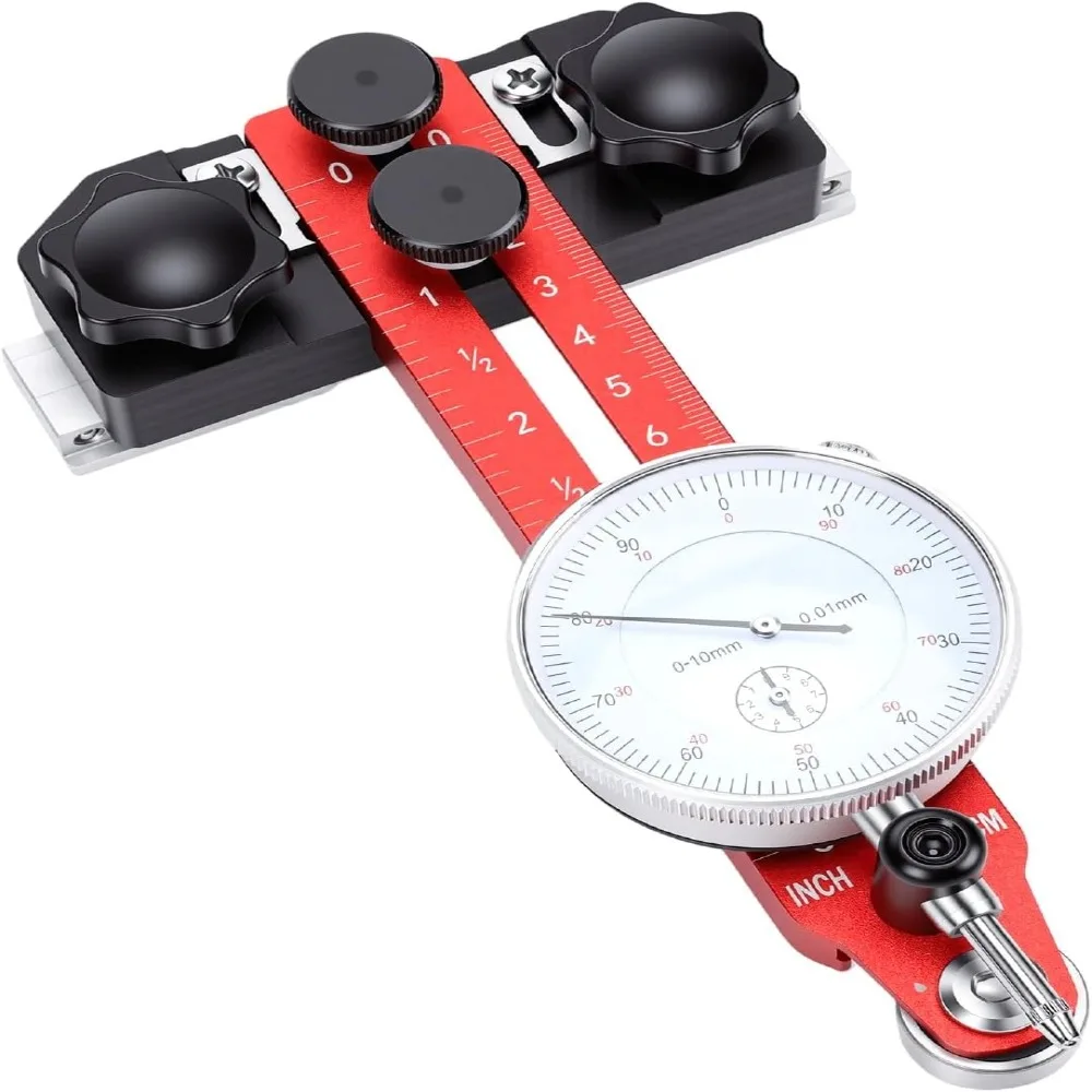 Durable Aluminum Alloy Dial Indicator Adjustable Sturdy Alignment Tool Red Digital Display Table Saw Gauge