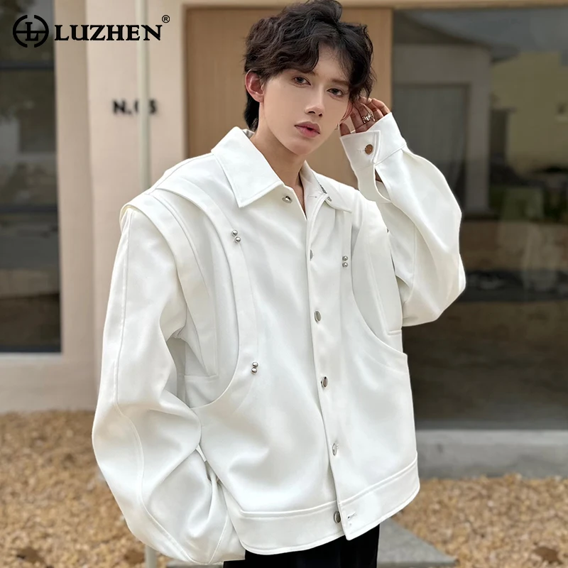 

LUZHEN Autumn New Jacket Splicing Short Coat Fashion Plain Design Original High Quality Clothing Casual Korean Men's Tops LZ4871