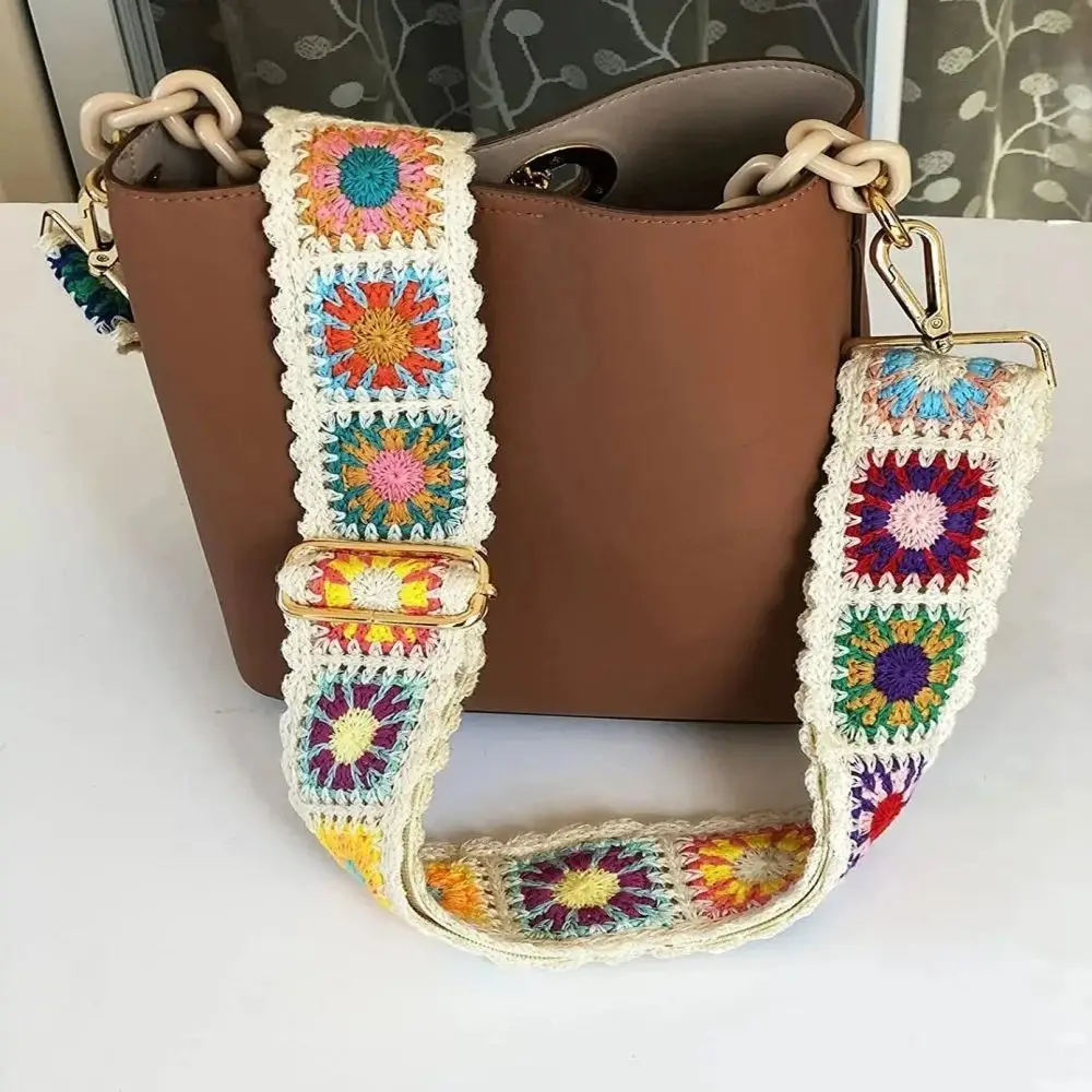 Sangle de sac à main à fleurs pour femme, bande de sac durable, crochet en métal léger, poignée de sac à bandoulière colorée, mode