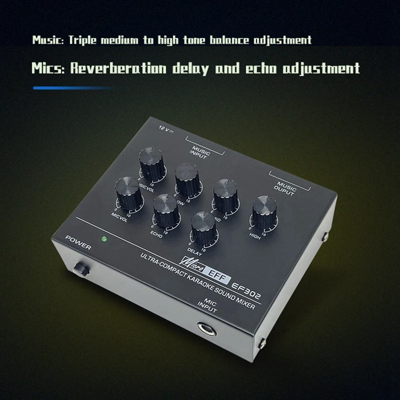 EF302 Sound Mixing Console USB Audio Mixer Microphone Recording Effects Audio Mixer