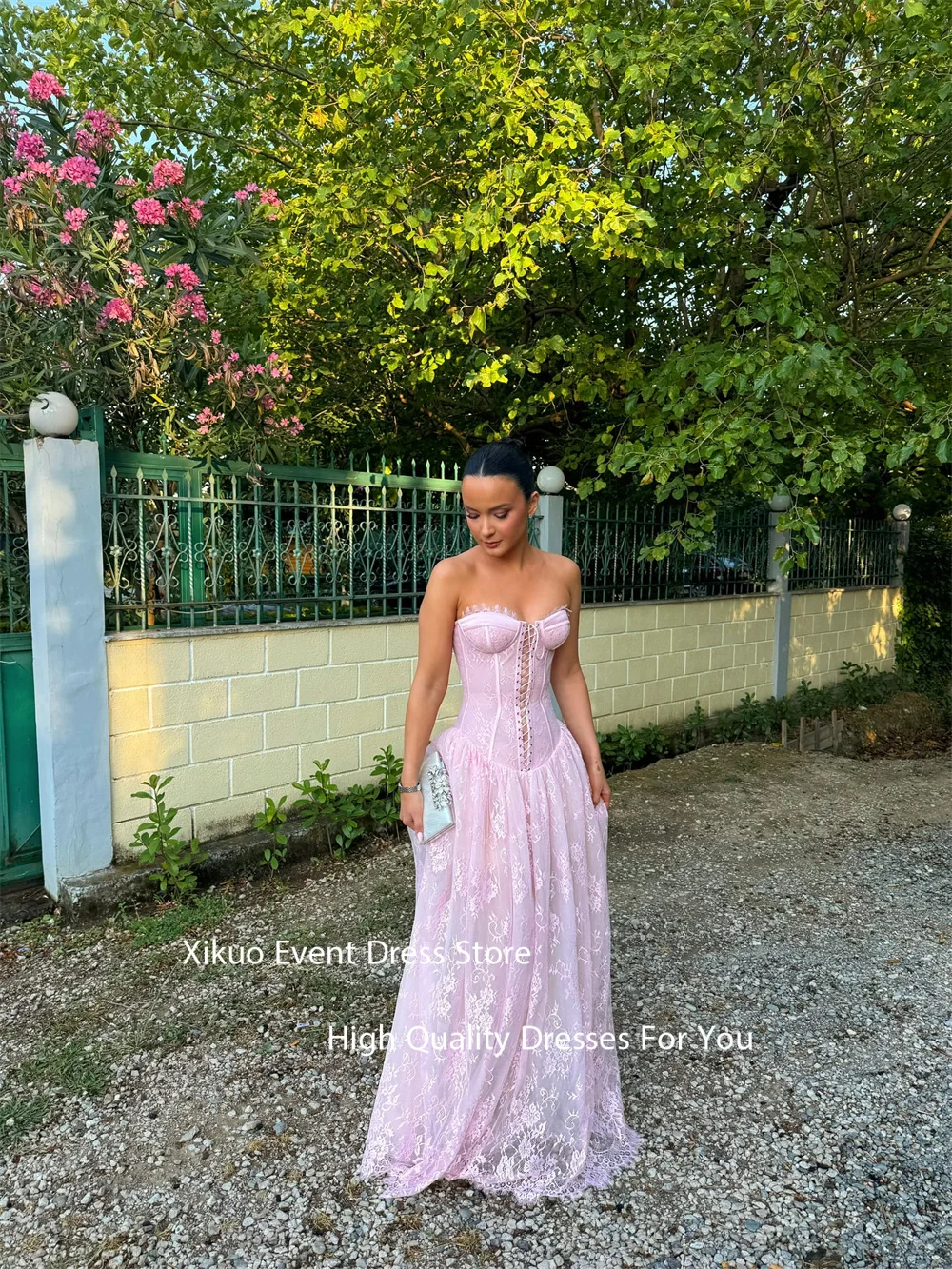Xikuo à lacets devant une ligne robes de soirée dentelle robes de soirée romantiques Appliques chérie sophistiqué Abiti Da Sera personnalisé