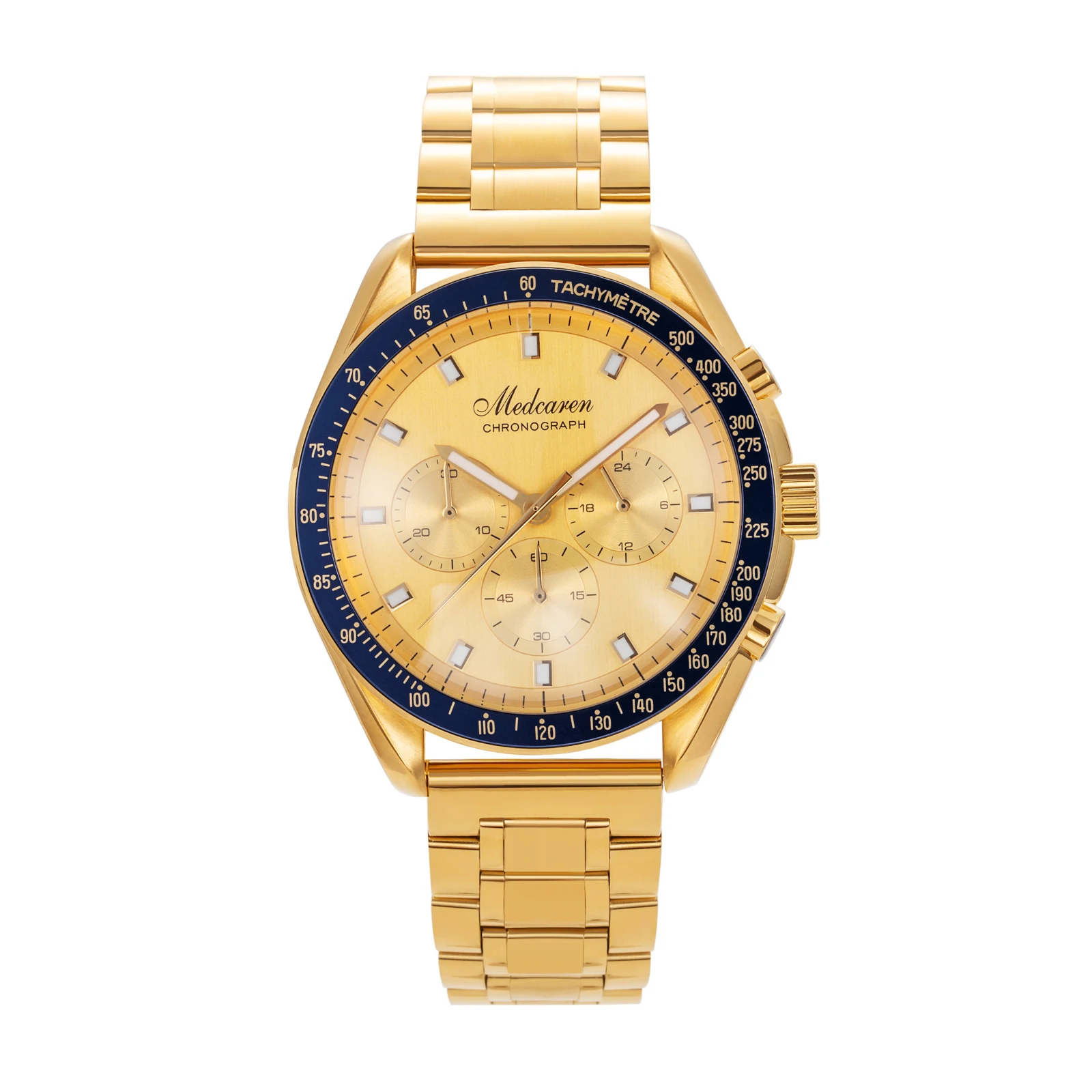 

New Luxury Men's Quartz Watch 43mm 24K Gold Fashion Men's Calendar Watch Stainless Steel Strap Waterproof