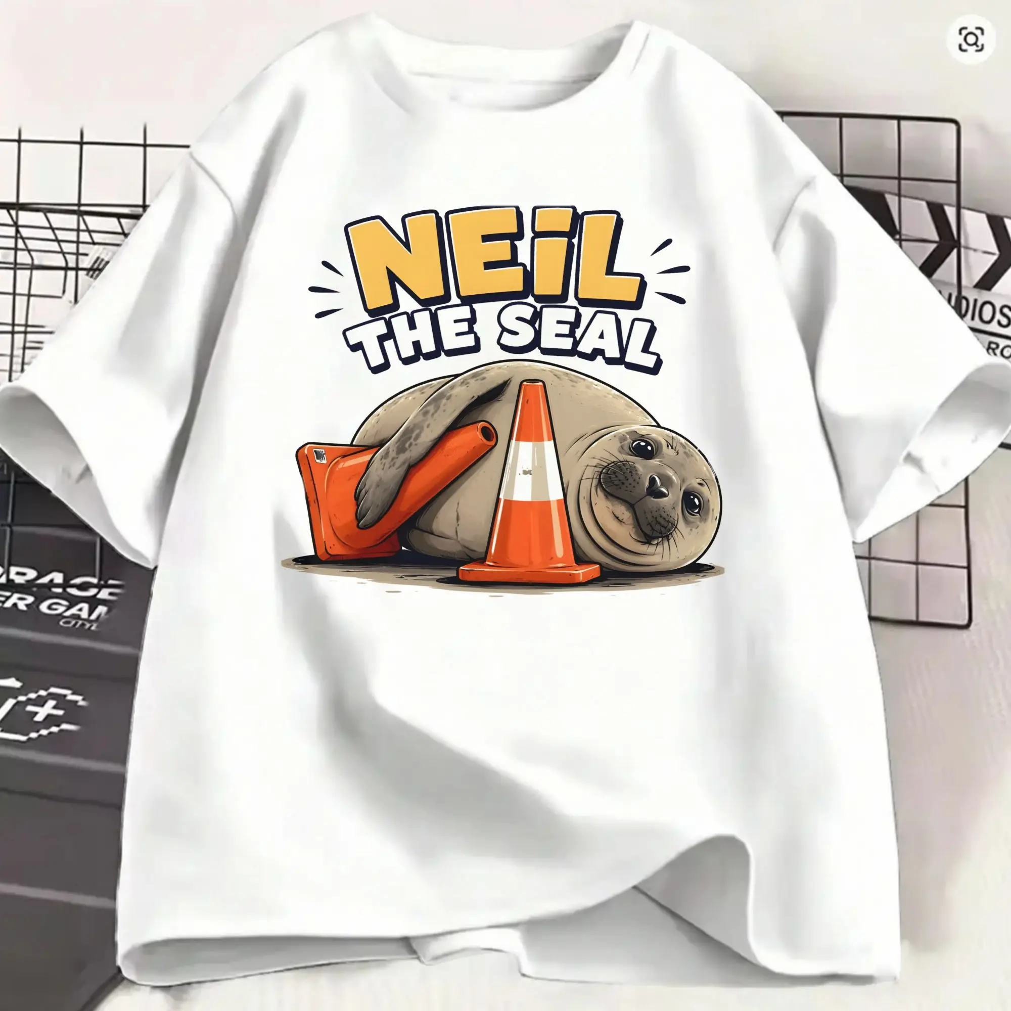 Neil the Seal  T-Shirt Summer  Harajuku T-Shirts Mens 100% Cotton O-Neck Plus Size Tees Short Sleeve Funny Tshirt