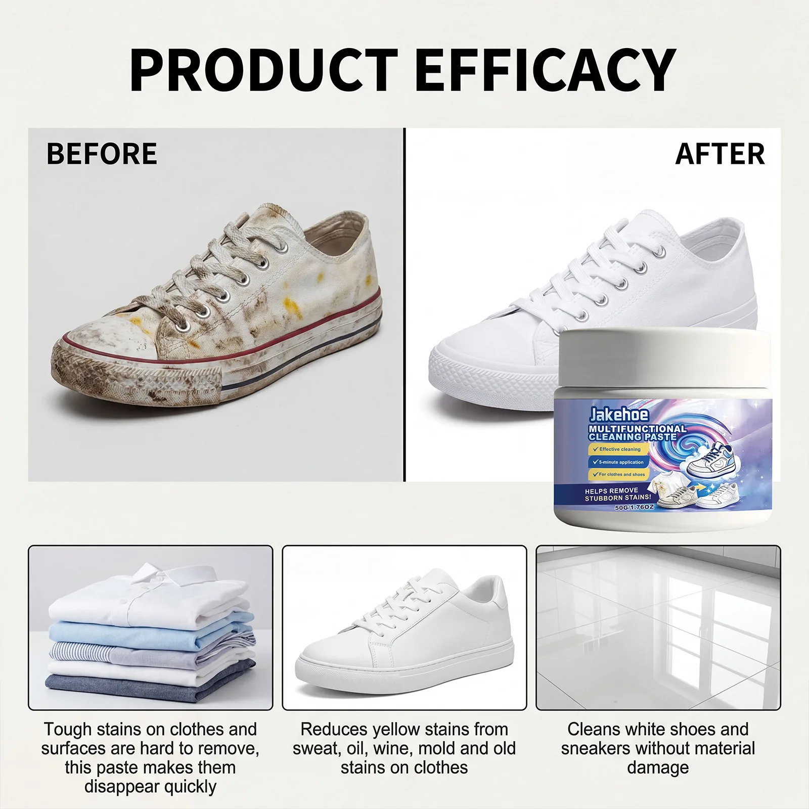 

Паста для удаления пятен с обуви и одежды, мощное средство для удаления жира, удаляет грязь, потертости, масляные следы, универсальный концентрированный чистящий крем.