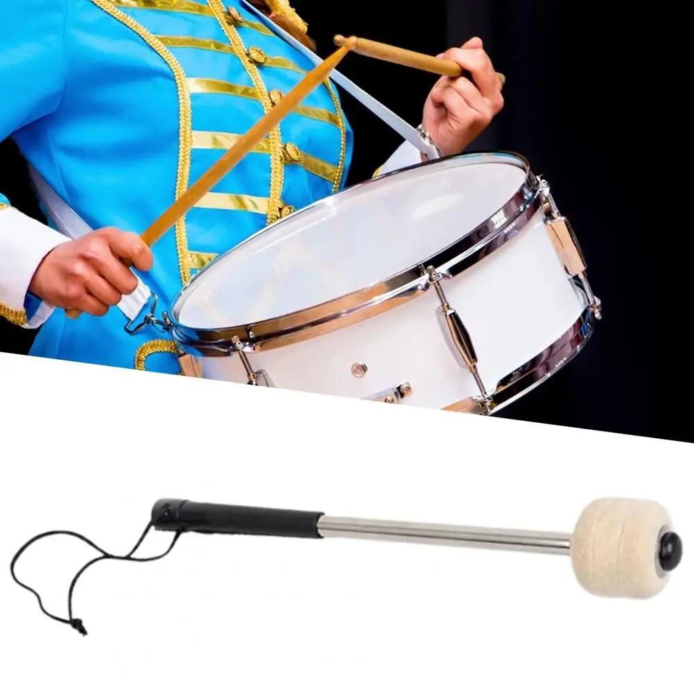 1pc Instrument Sticks Drum Hammer Stainless Steel Bass Drum Mallet Stick For Drummers Classic Metal Drum Stick with Rope