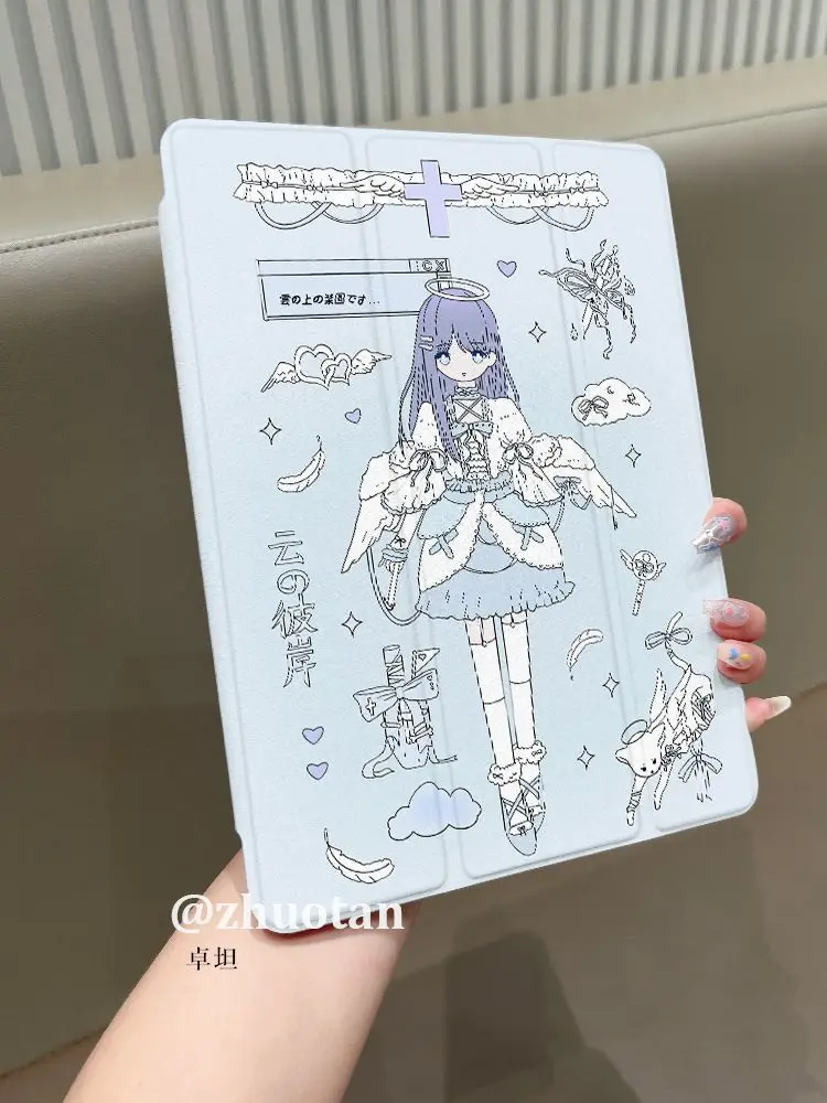 

Anime Girl Kawaii Y2K Case 3+Y Fold For Samsung TabS8 S9 S11 FE S6lite tablet Protective Case 10S11/S8+/s6lite/A78 English Case