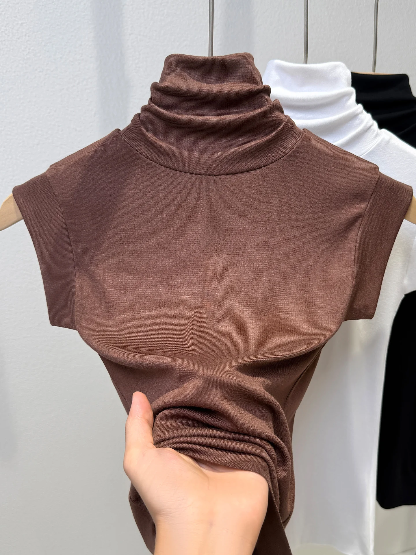 White High Collar Sleeveless Vest Women's Modal Autumn New Inner Wear Base Outer Wear High End Feeling Top Commute Style Slim...