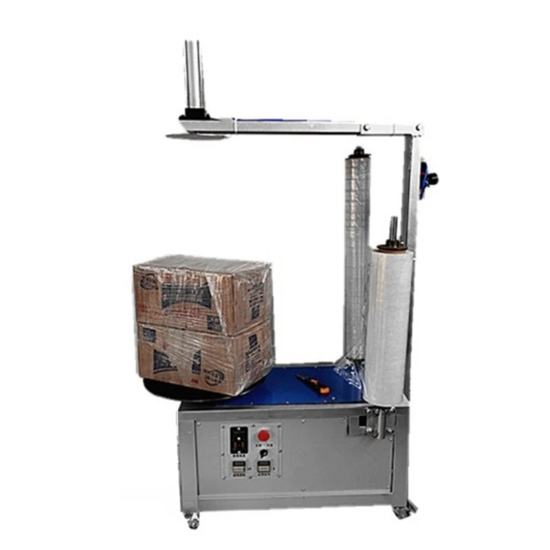 

Stretch film wrapping machine, carton wrapping machine, small tray