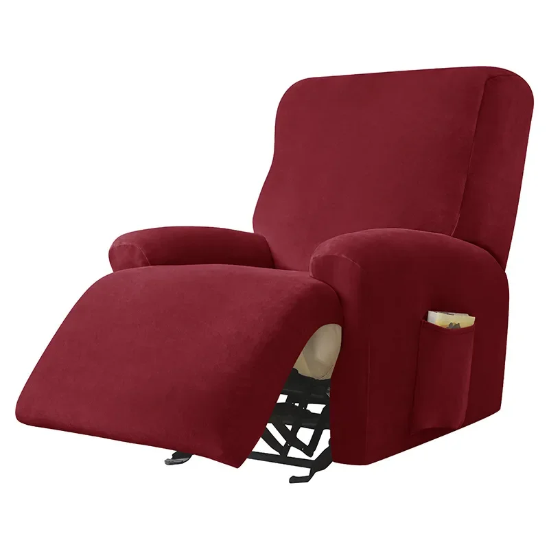 1 2 3 Seater Velvet Recliner Chair Cover Elastic Split All-inclusive Sofa Covers for Living Room Lounge Armchair Slipcovers Home