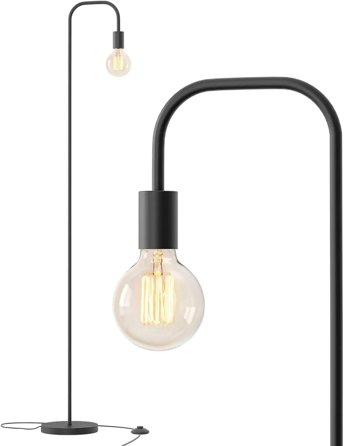 

63.75" Industrial LED Floor Lamp for Living Room, Bedroom, Office - Minimalist Metal Standing Lamp Black (Bulb Not Included)