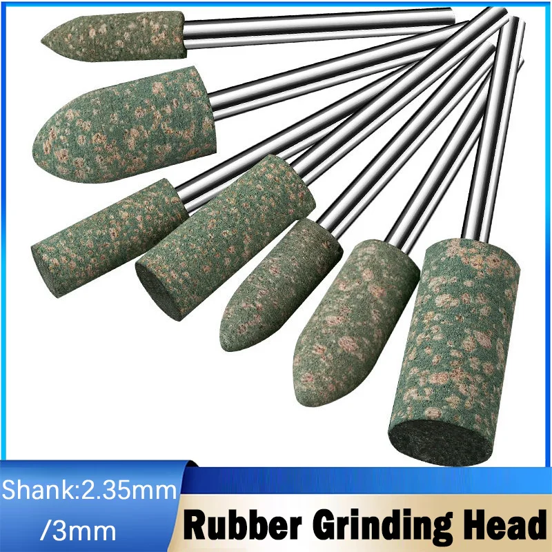 5/10Pcs 2.35mm/3mm Shank Rubber Grinding Head for Mold Polishing Rotary Power Tools Bullet Head/Cylindrical head