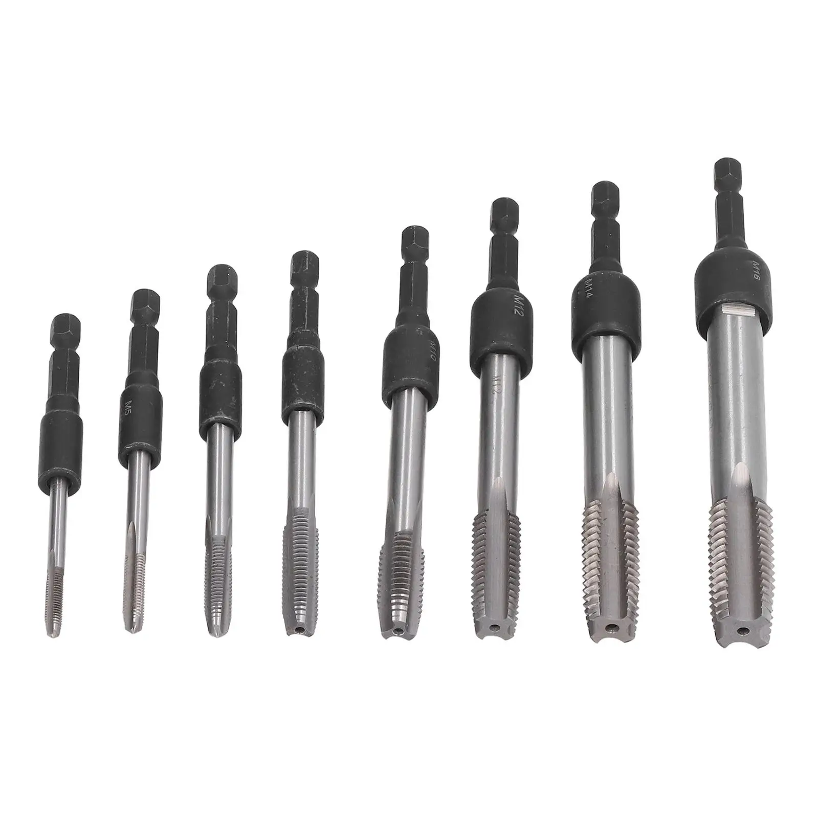 8Pcs Taps & Sockets Set, 1/4in Hex Shank Tapping Chuck, Steel Drill Thread Tools for Machine Work