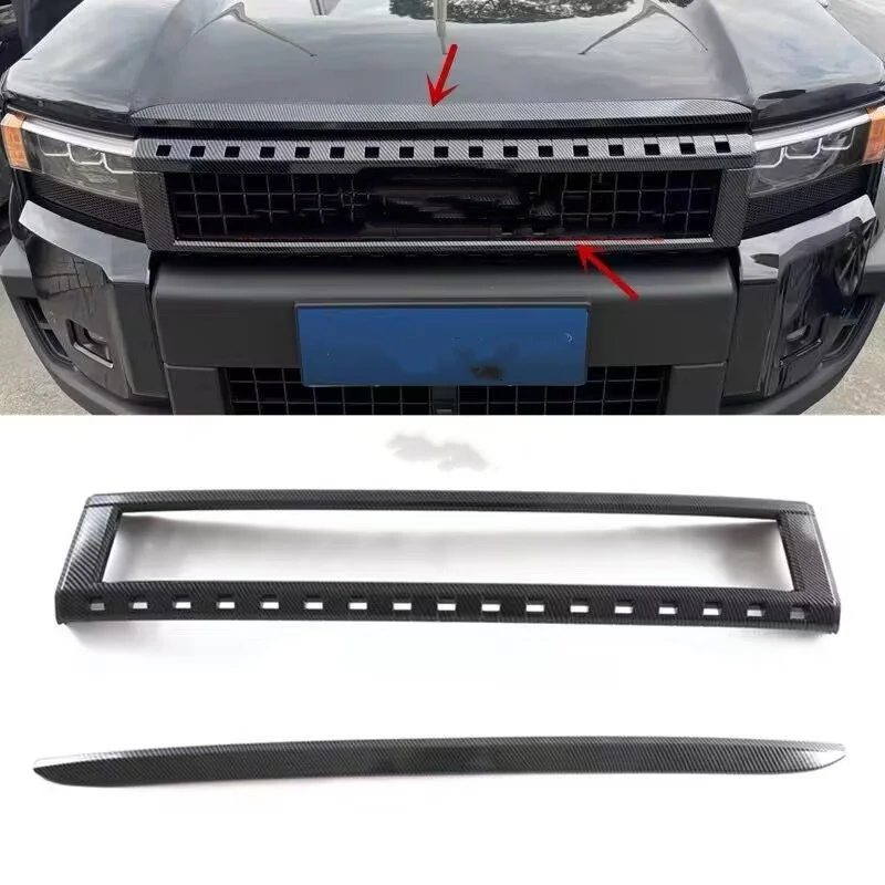 Car Style Front Racing Grille Frame Mesh Trim Strip Accessories Exterior Sticker For Toyota Land Cruiser 250 Prado LC250 2024 +