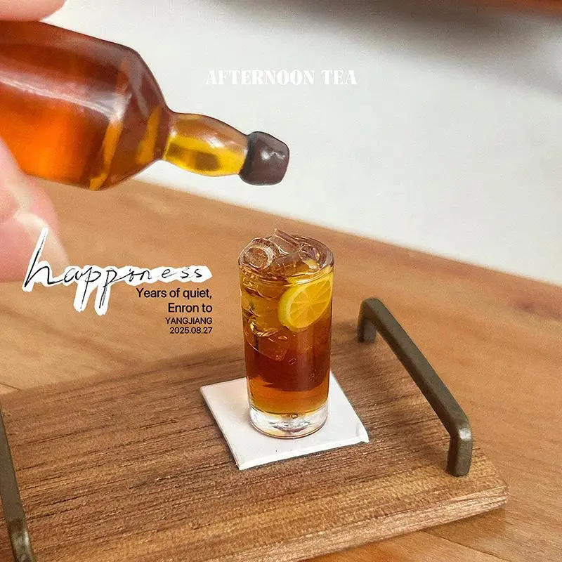 DIY Decoration 1/12 Dollhouse Miniature Accessories 1/2Pcs Mini Resin Long Island Iced Tea Whisky Wine Bottle Simulation Model
