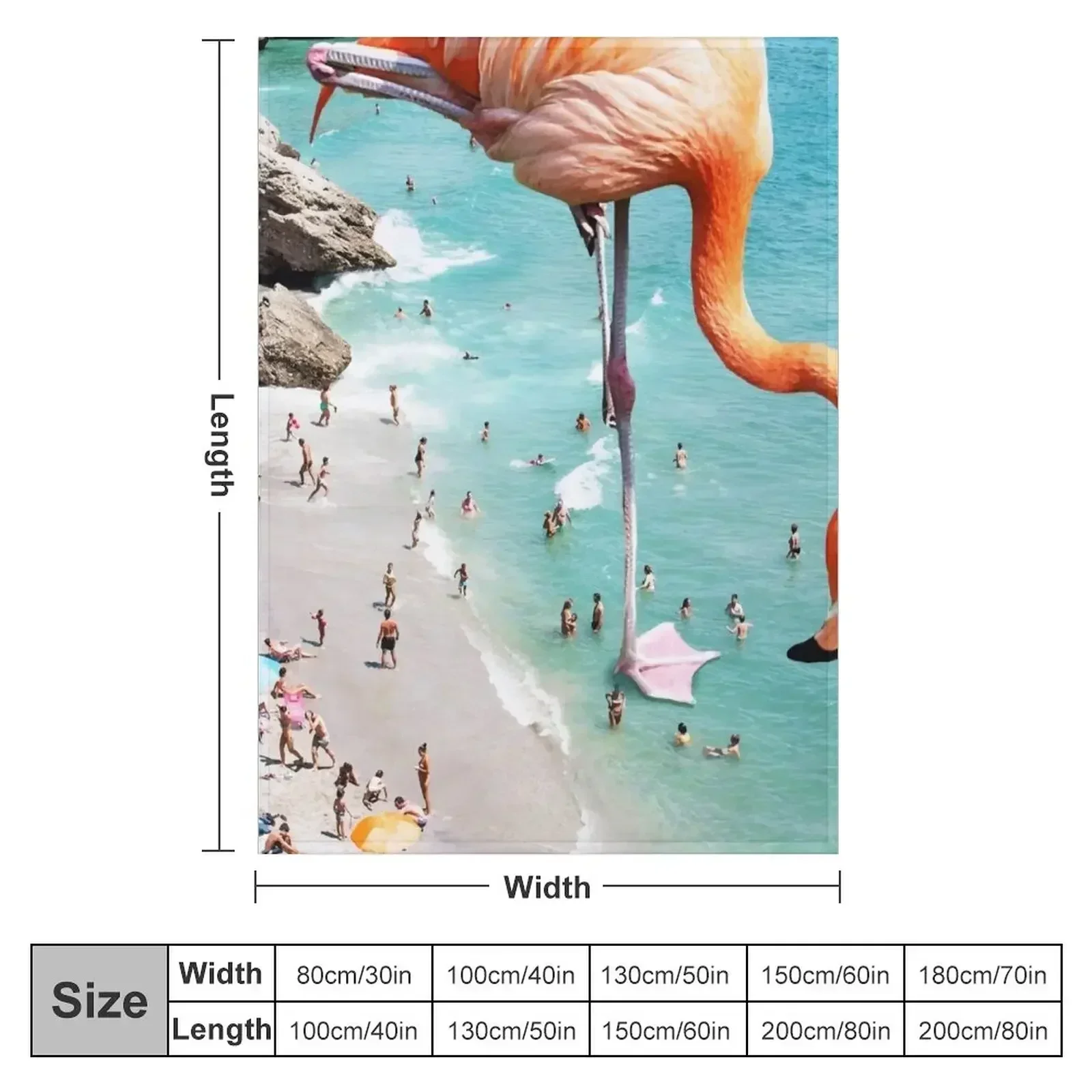 Flamingos on the Beach, Wildlife Surrealism Birds, Nature Flamingo Fantasy Beach Summer Photography Throw Blanket