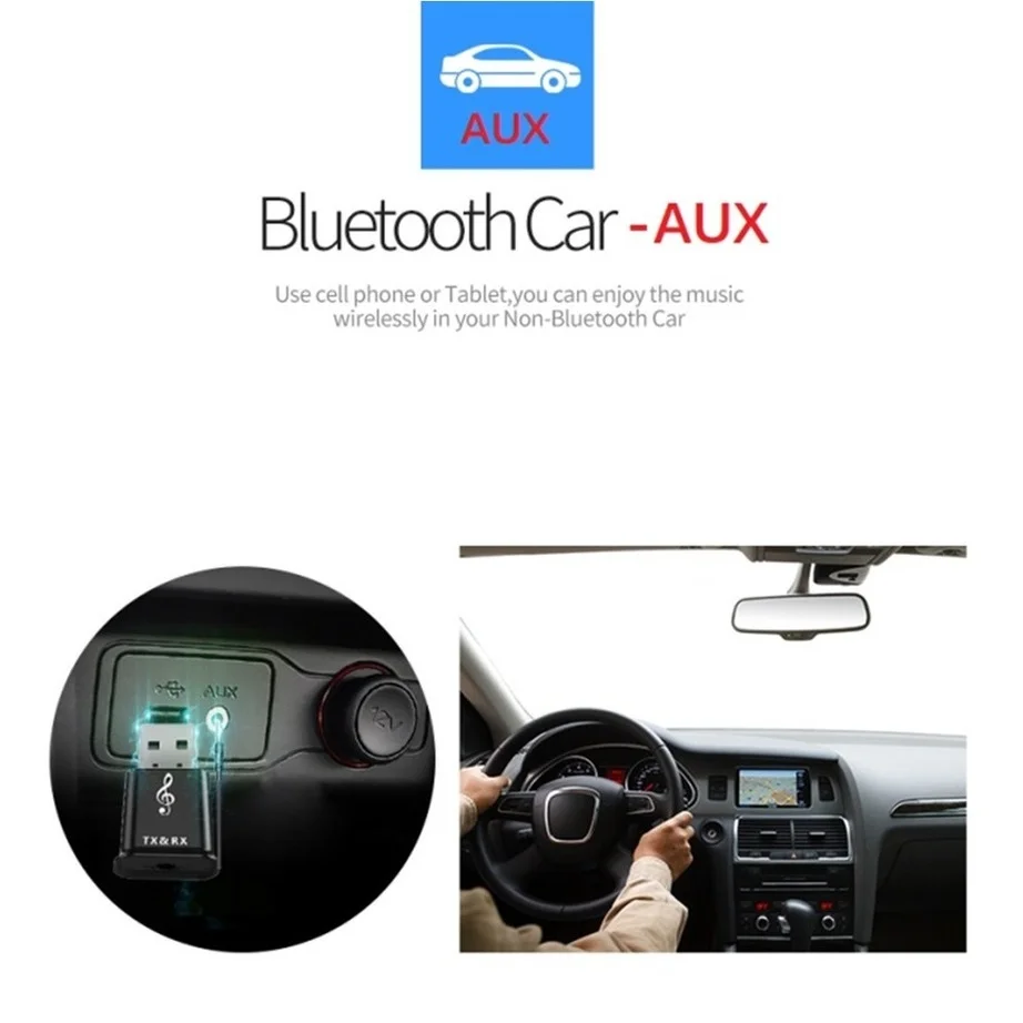 YIGETOHDE 2 Dalam 1 Penerima Pemancar Bluetooth 5.0 Mini 3.5Mm Adaptor Bluetooth Nirkabel Stereo AUX untuk Earphone Nirkabel TV MP3