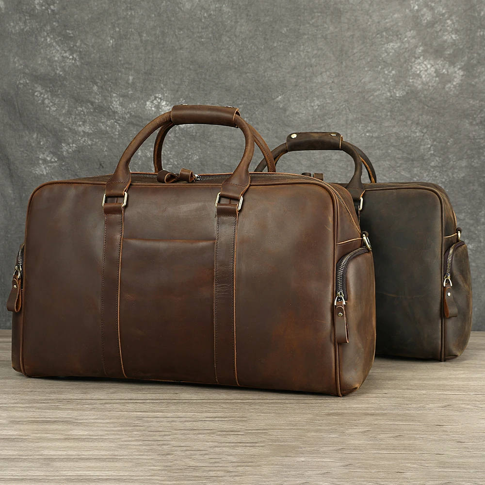 WESTAL Men Travel Bag Leather Duffle Bag Large Vintage Genuine Leather Weekend Bags Man Hand Luggage Man Shoulder Bags Gym  7415