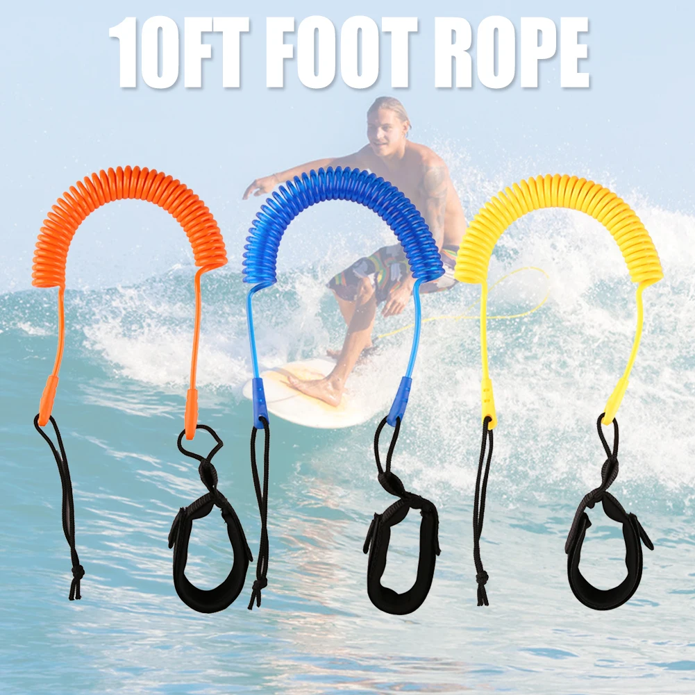 10ft Coiled Leash Kit Stand Up Paddleboarding Surfing Surfboard Leash Leg Rope for Outdoor Watering Playing Supply