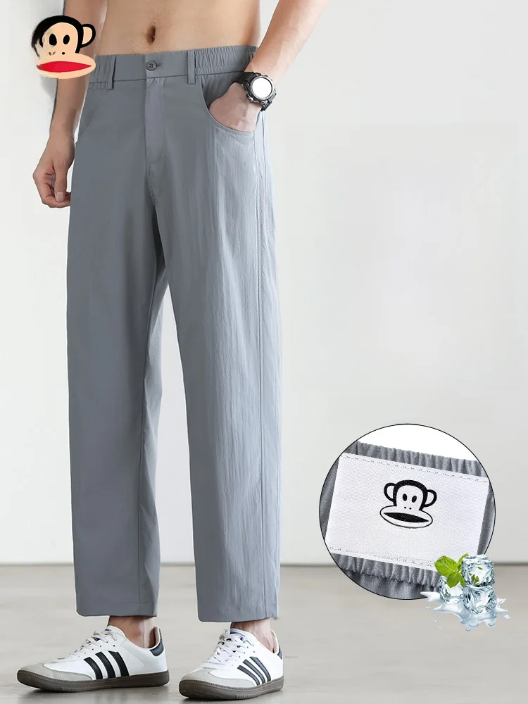 

Тонкие повседневные брюки PaulFrank Ice Silk для мужчин, летние, быстросохнущие, свободные, прямого кроя, удобные, дышащие, легкие