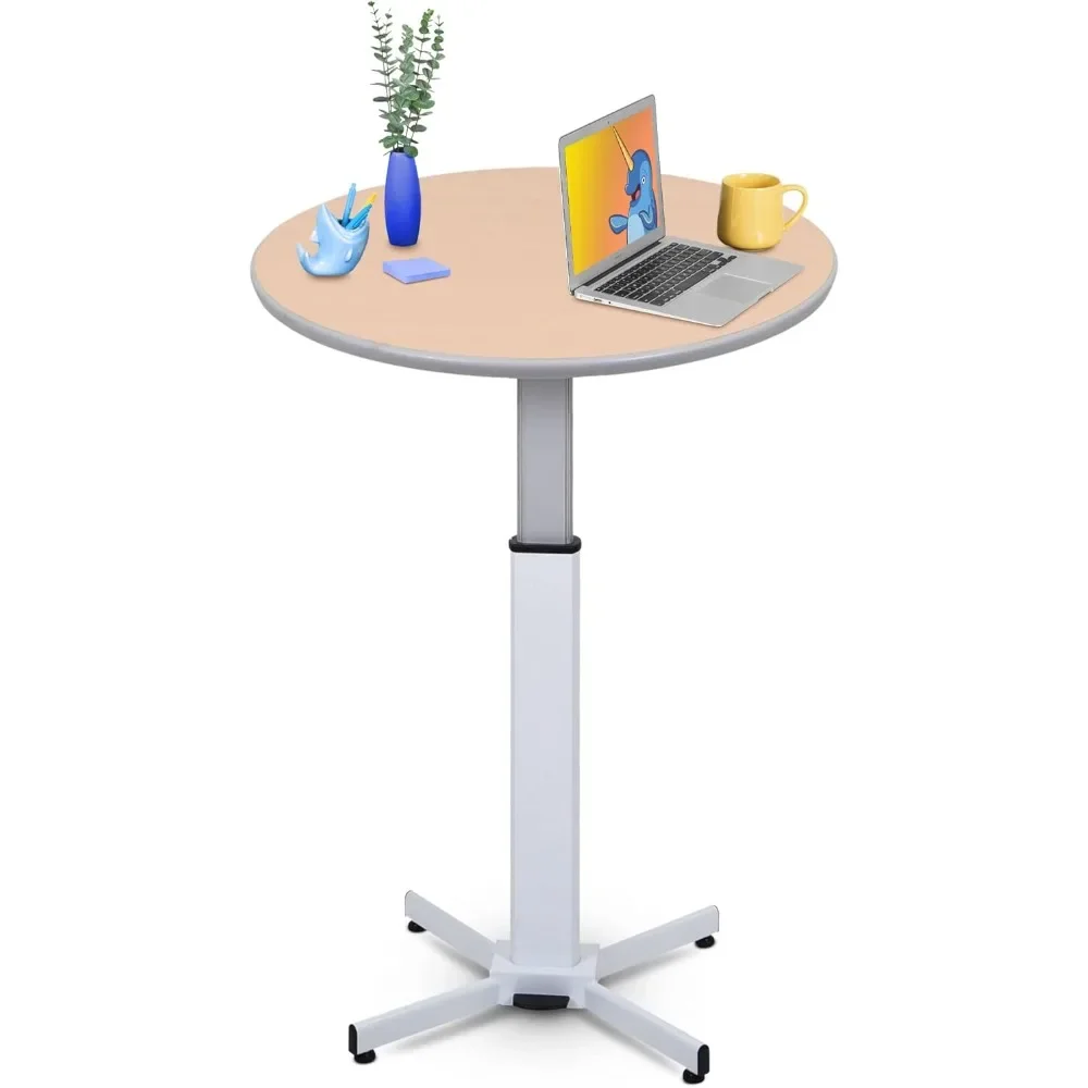 

Adjustable Height Round Table - Ergonomic Sit To Stand Desk, Side Table, High Top Cocktail Cafe Table|