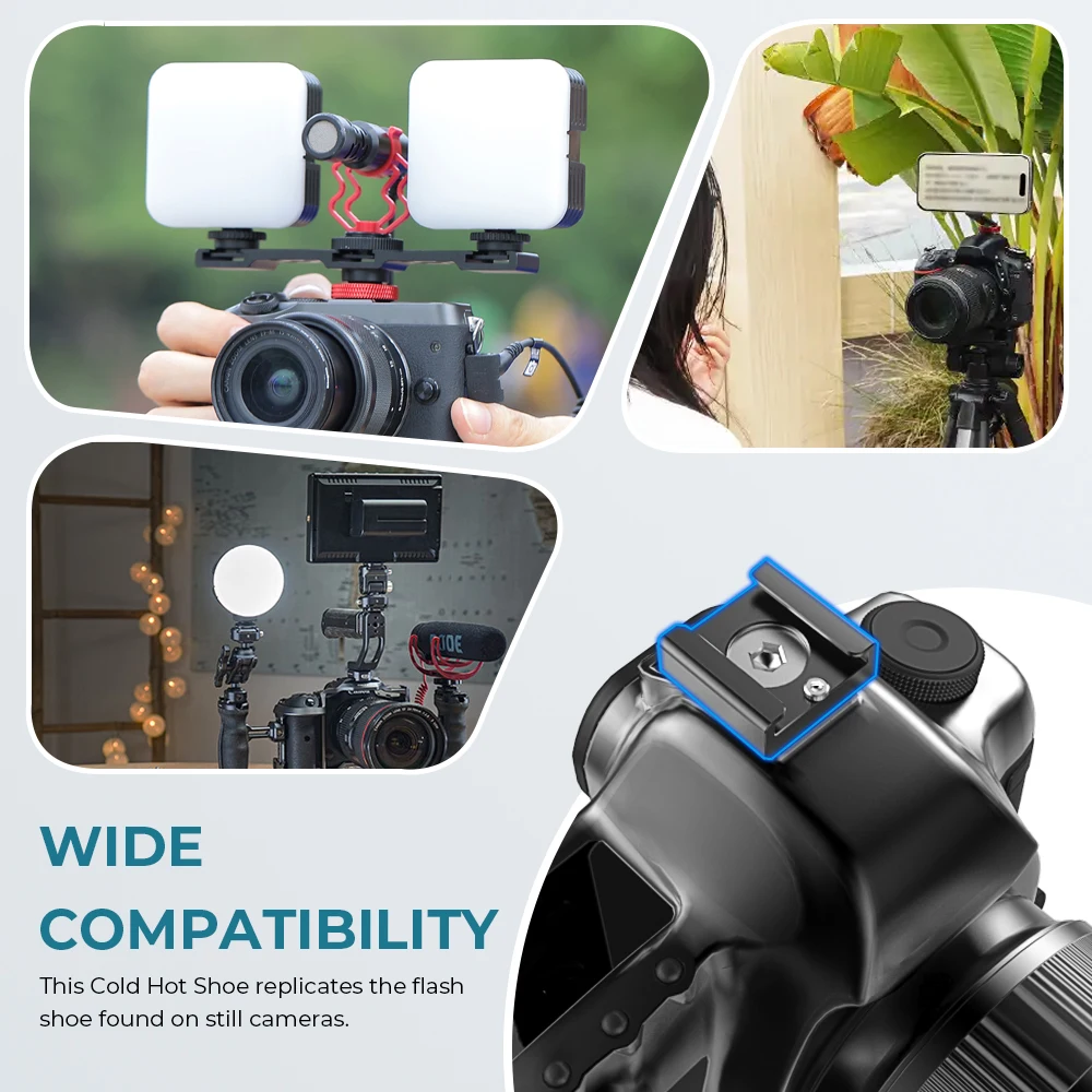 CAMVATE  2pcs 1/4" Cold Shoe Mount Adapter For  for Blackmagic DSLR Rig Pocket Cinema Camera Cage Video Light Microphone Handle