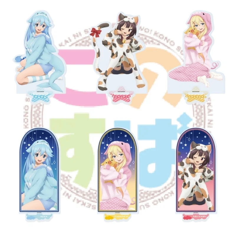 Konosuba Anime Pajama Version Acrylic Stand Aqua Megumin Darkness Cartoon figure keychain Toys Fans Gifts 15cm