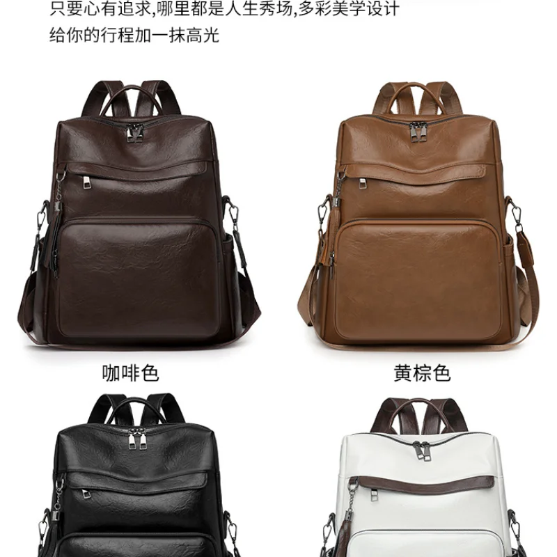 حقيبة ظهر جلدية جديدة بسحاب، عصرية مقاومة للماء، كتف متقاطع لطلاب المدارس المتوسطة والثانوية، حقيبة يد بكتف واحد