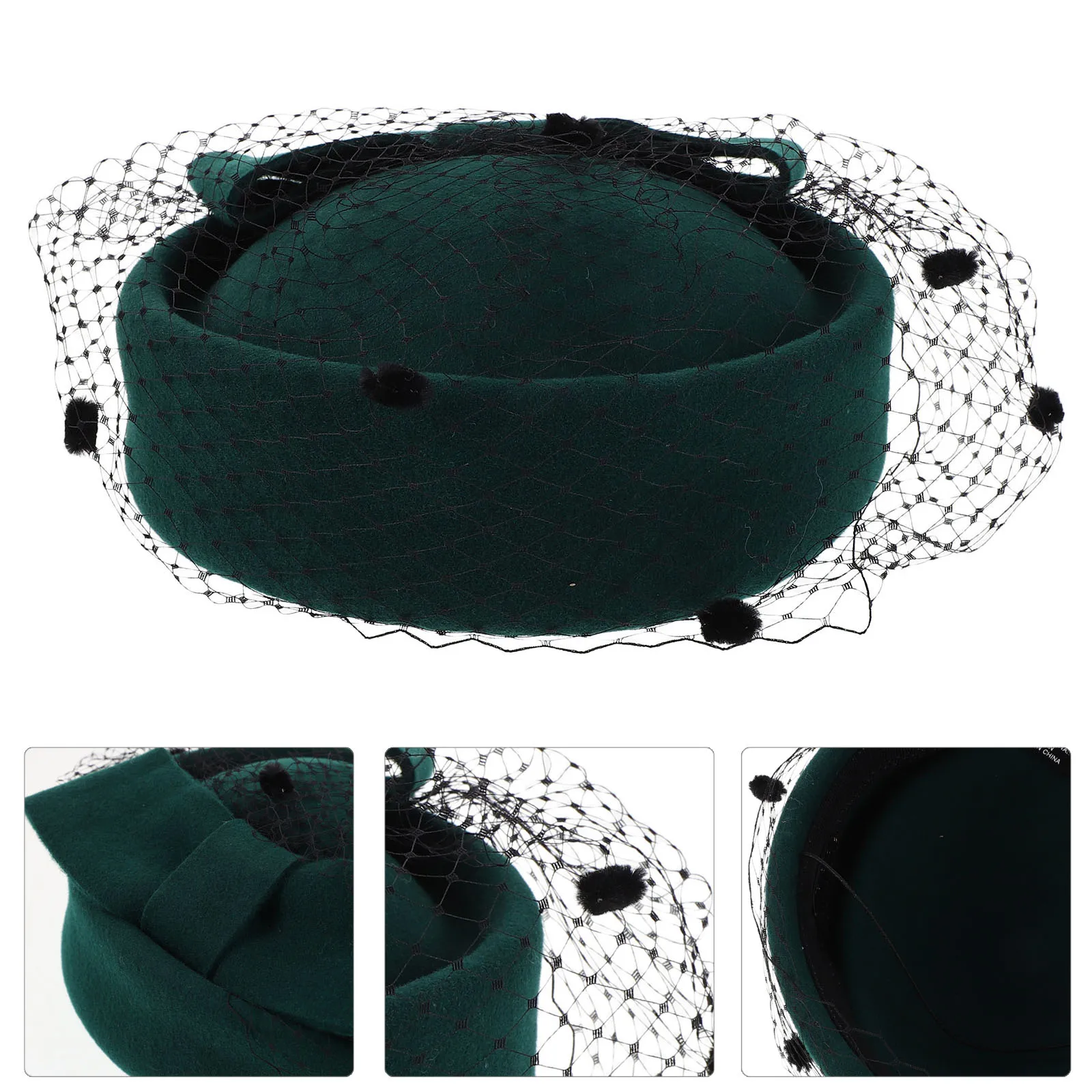 

Church Fascinator Cosplay Hat Masquerade Fascinators Veils Make up Airline Stewardess Cap Bow Woolen Airplane Hostess Bride