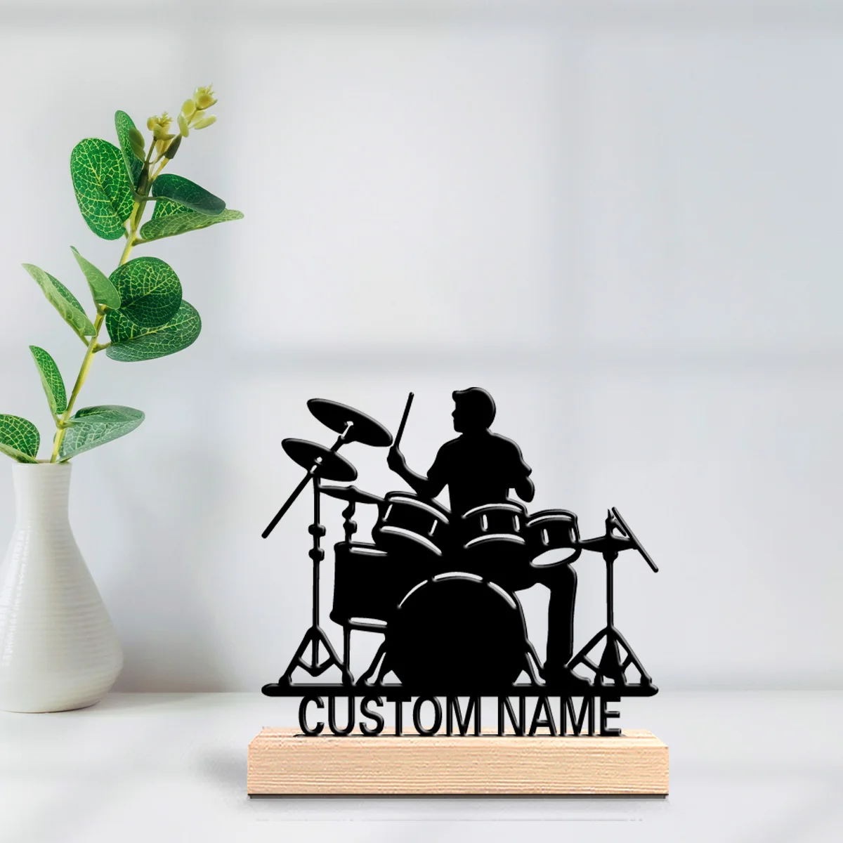 1pc Fun Personalized Custom Drum Set Metal Statues Music Lover Is Gift With Wooden Frame Perfect For Musicians Valentine Is Rock