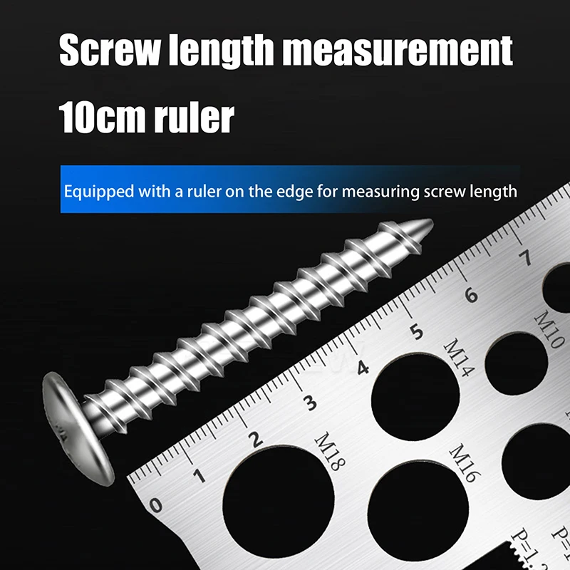 Thread Checker Screw Measurement Ruler 304Stainless Steel Caliper Metric Gauge Tool For Measuring Screw Pitch Bit Bolt Nut Screw