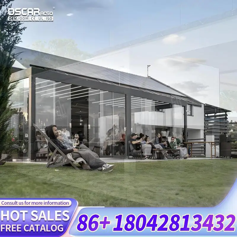 Modern Waterproof Aluminum Gazebo with Bioclimatic Features Optional LED Glass Door Accessories for Balcony Patio Garden pergola