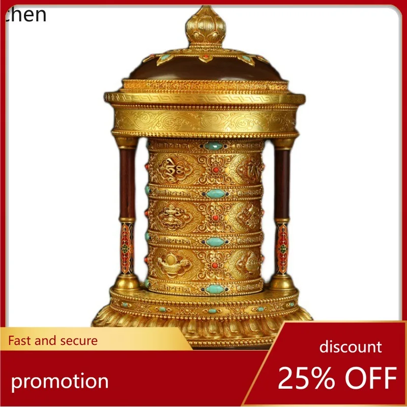 Cz pure copper prayer wheel for homegold bucket in front of buddha worship prayer wheel ornaments prayer wheel