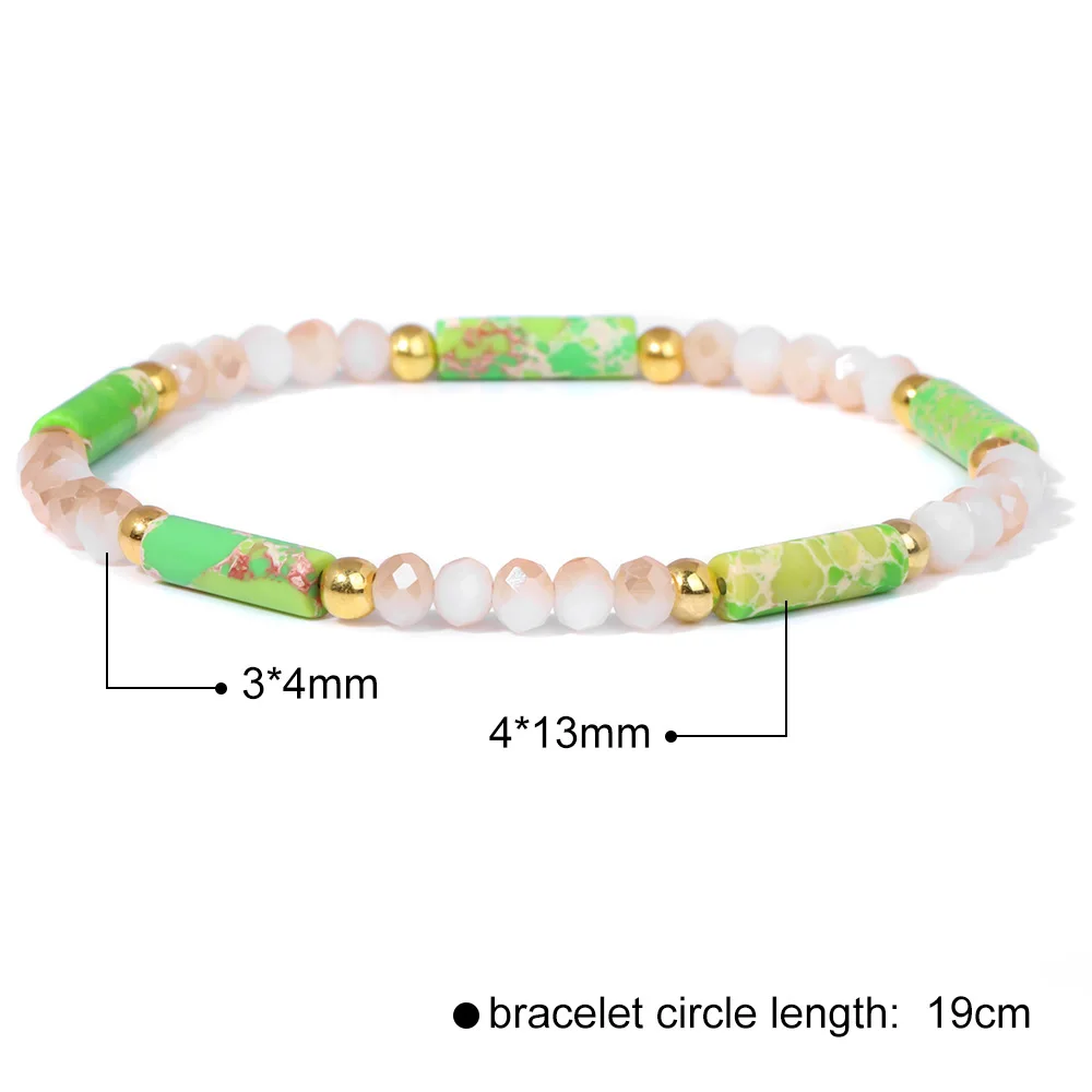Faceted Beads Crystal Bracelets For Women Men Cylindrical Sea Sediment Turquoises Imperial Stone Tube Beads Bracelet Jewelry