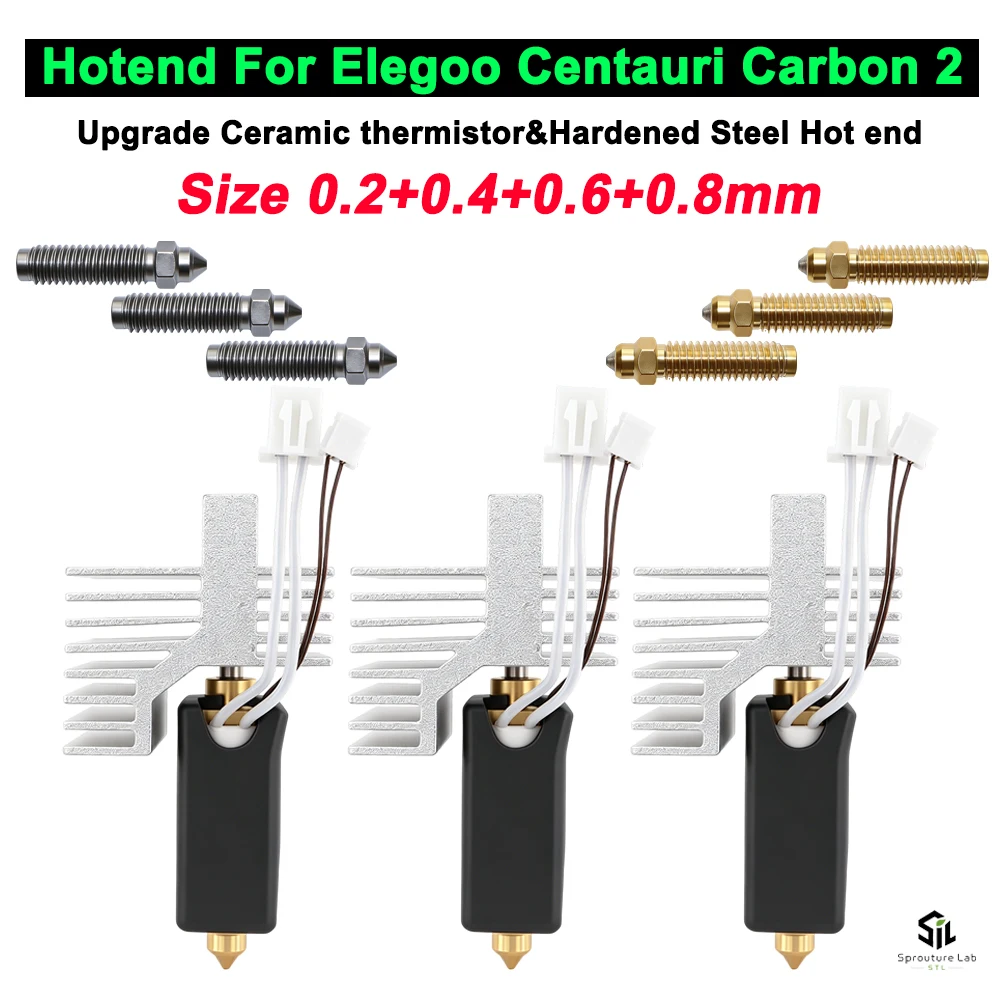 Für Elegoo CC 2 Hotend Für Centauri Carbon 2 Hotend Druckkopf-Extruder-Kit Gehärteter Stahl Messingdüse Keramik-Hotend