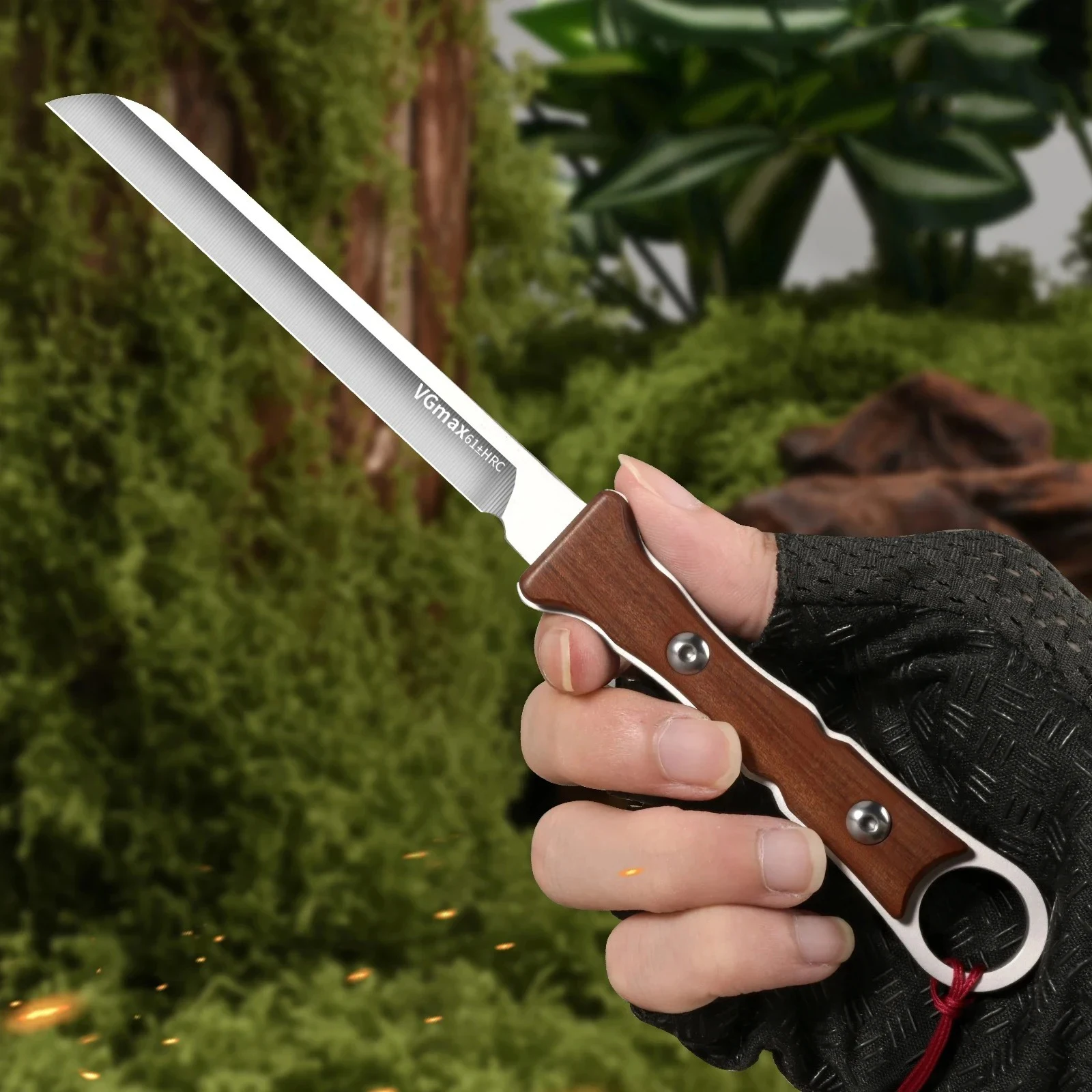 Portable outdoor handle meat knife, high hardness fruit knife, sharp edge small straight knife, handmade gift tea knife, meat ea
