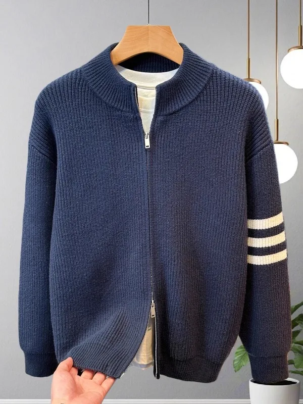 

Men's Knitted Cardigan Sweater Simple Chic Autumn Winter Four Stripe Lazy Sle Comfortable Fit Soft Material Long Sve