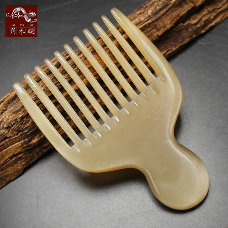 Hornwood White Yak Horn Wide-Toothed Rake Massage Hairdressing Comb