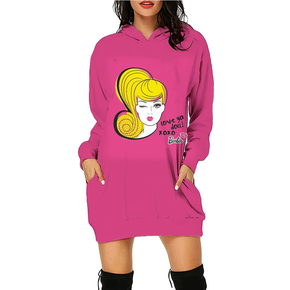 Streetwear Women Clothing Y2k Dress Clothes Women Hoodies Pullover Barbie Princess print Casual Autumn Harajuku Sweatshirts Dres