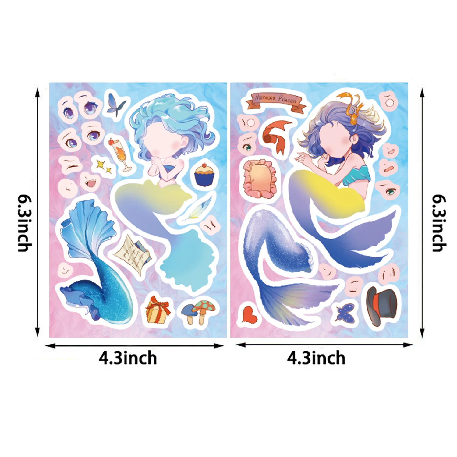 8 Stück Meerjungfrauen-Sticker für Scrapbooking, niedliche kreative Laptop-Deko, DIY-Handy-Dekoration, Geschenk, Wasserbecher, wasserdichte Festival-Sticker – Detail 4