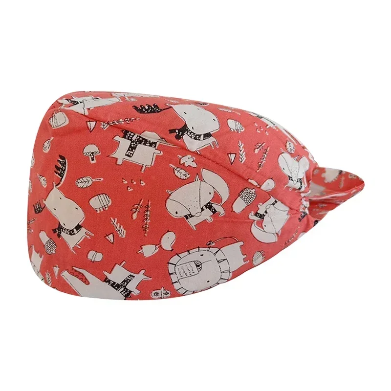 Wholesale Animal Print Women Scrubs Caps Pet Shop Work Scrubs Breathable Lab Scrub Hat Nursing Hat Beautician Hospital Work Hats