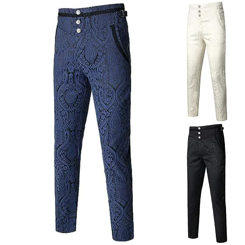 

Men Gothic Pants Vintage Cosplay Costume Trousers Steampunk Victorian Pants Casual Fashion Solid Color
