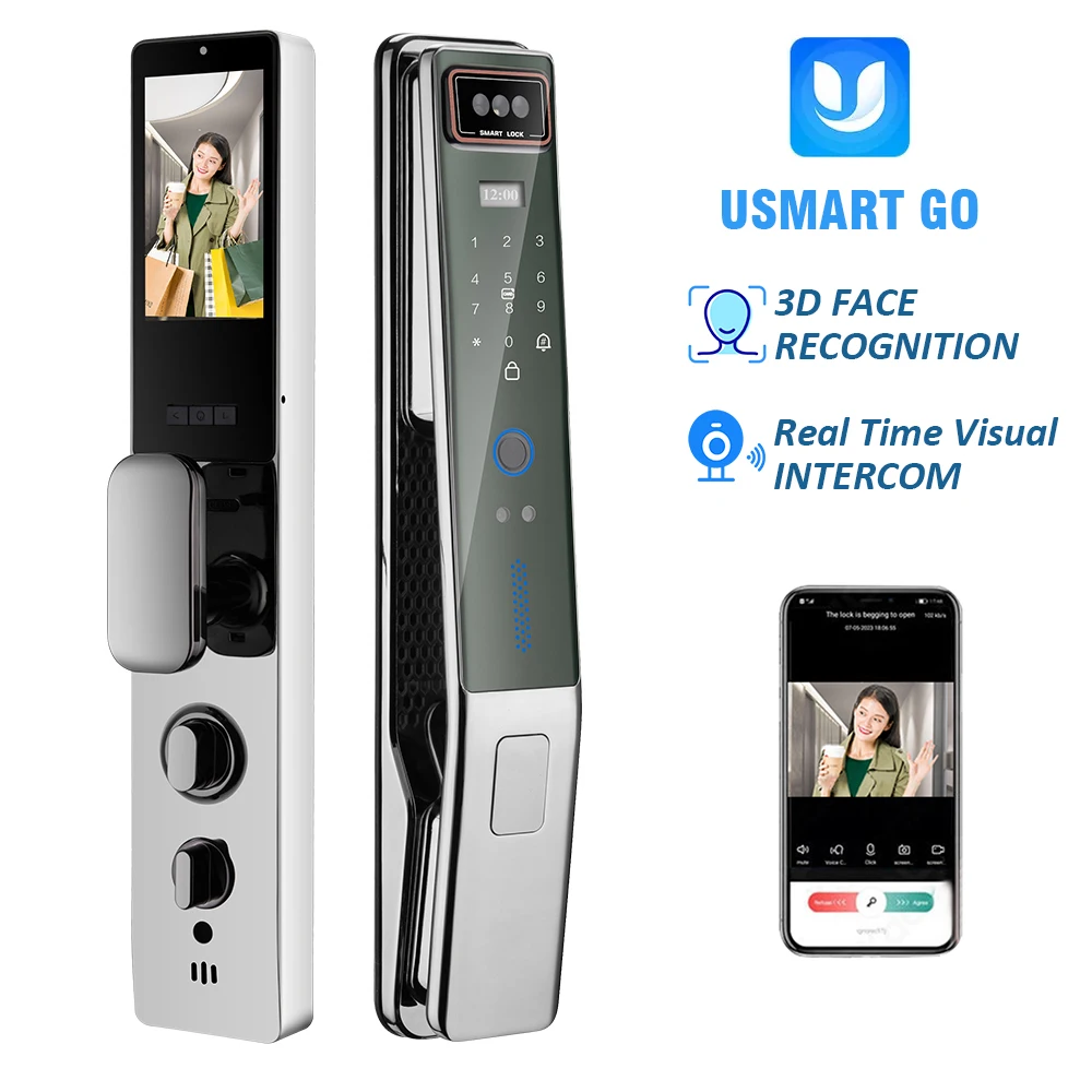 Premium Quality  Smart Door Lock Fingerprint Real Time  Video Intercom Face Recognition Smart Lock Support  Usmart Go App