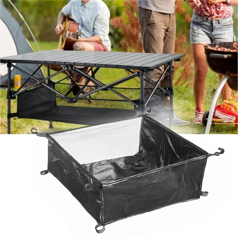 معلقة صافي سلة شبكية طاولة التخييم المنظم رف حقيبة صافي حقيبة تحت الطاولة حقيبة التخزين للخارجية نزهة تجهيزات المطابخ #2