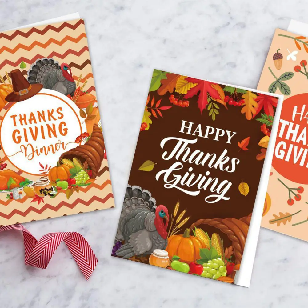 Autumn Thank Note Cards Vintage Fall Thankful Greeting Cards Set with Envelope Seal Stickers Retro for Wedding for Harvest